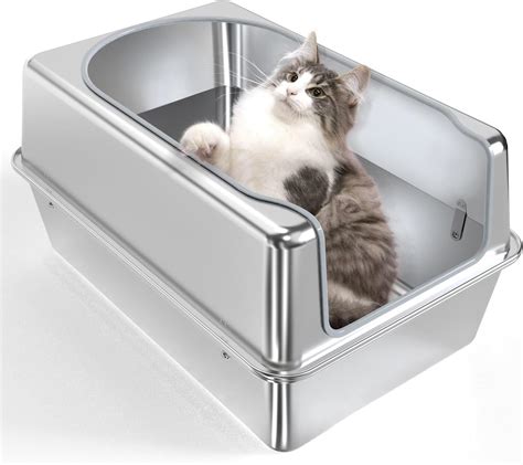 plastic or stainless steel litter box|stainless steel litter box with lid.